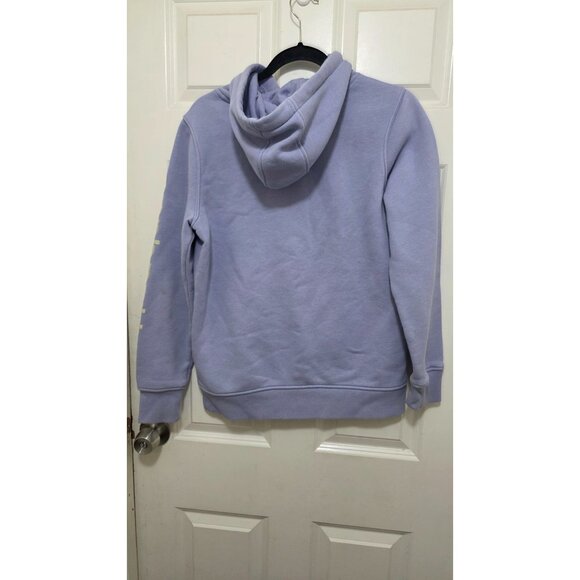 Carhartt Women's Relaxed Fit Lavender Hooded Sweatshirt Logo Print On Sleeve Siz - Picture 3 of 8
